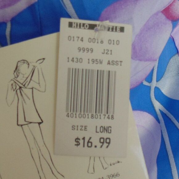 new Vintage HILO HATTIE True Wrap/Sarong/Pareo, OS, Blue Floral, Maxi Dress - Picture 16 of 16